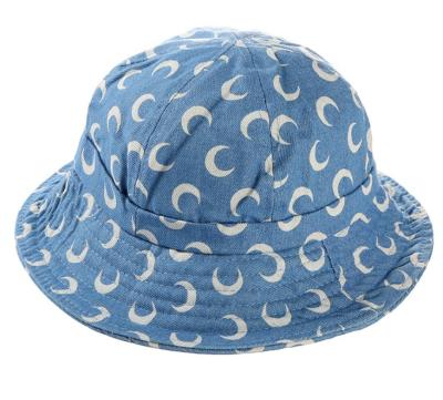 China Character Summer Packable Women Moon Printed Cambric Denim Bucket Hat for sale