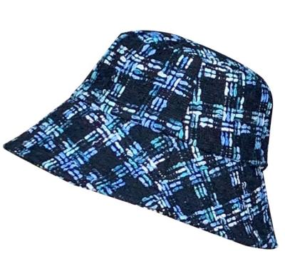 China Custom Made Woolen Plaid Fashion Ladies Logo Tartan Bucket Hat for sale