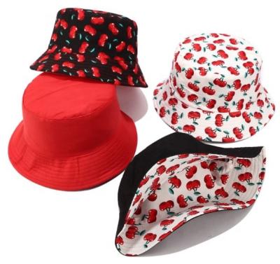 China Fruit Cherry Printed Reversible Bucket Hats from Character Summer Packable for sale