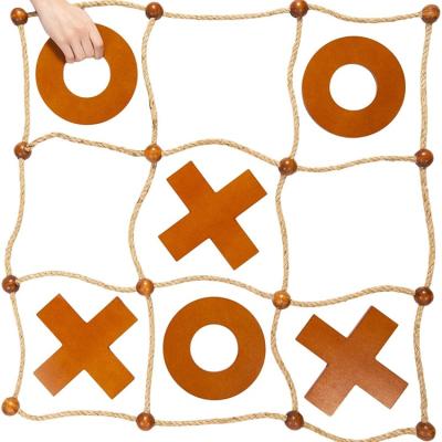 China Wooden Sports Play Across The Yard Game For The Whole Family Giant Wooden Tac Toe Tic With Rope Game Board for sale