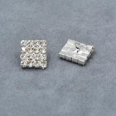 China Other 22L 14mmX15mm Anorak Sweater Shirt Button Nickel Plated Rhinestone Square Button for sale