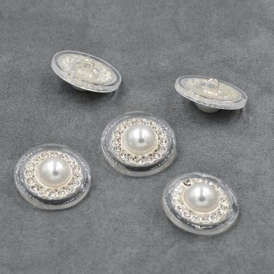 China Others 36L Acrylic Wrapped Transparent Rhinestone Pearl Buttons for sale