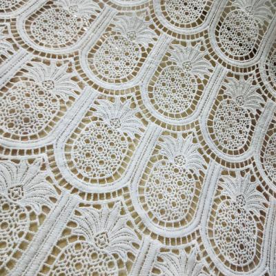 China New style milk pineapple fruit embroidery flower lace water soluble embroidery lace fabric viable Dubai Korean Japanese silk fabric for sale