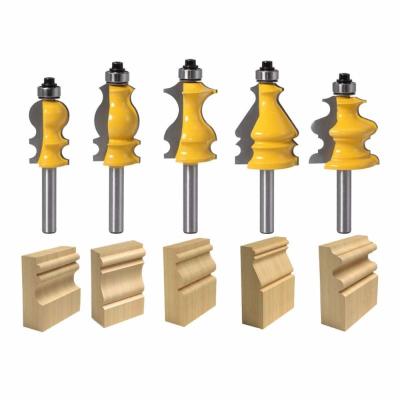 China Woodworking Handrail Casing & Base Edge-forming Woodworking Milling Tools Architectural Molding Router Bit Set for sale