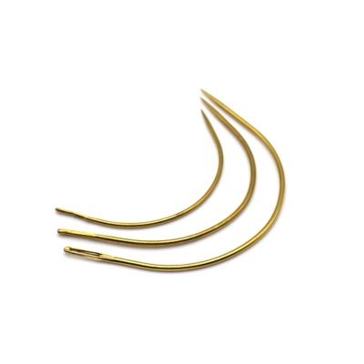 China For Gold Commercial Shiny Hair Needle and Wire Hair Extension Needle Sew Accessories Curved Weaving Needle for Sew in Hair Extensions for sale