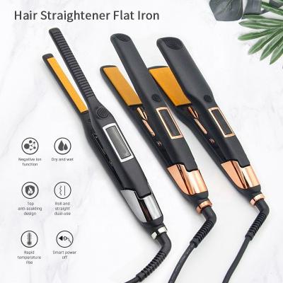 China Temperature Adjustable with Four Settings and Ceramic Titanium Flat Iron Temperature Adjustable Hair Curler Hair Straightener Temperature Display Hot Selling Hair Stretcher for sale