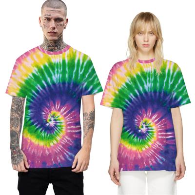 China Summer Half Sleeve Cotton Tye Dye Street Tie Dye Anti-Shrink T-Shirt Wear Urban Unisex Over Sized T Shirt for sale