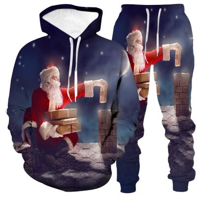 China Anti-Wrinkle Christmas Hoodies Casual Happy Popular 3D Sports Hoodie Set for sale