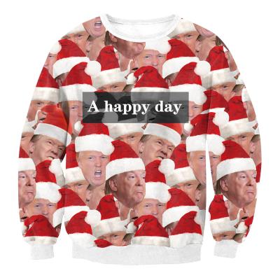 China Anti-Wrinkle Men's Christmas 3D Digital Printing Elk Model O Neck Long Sleeves Christmas Pullover Sweater Models for sale