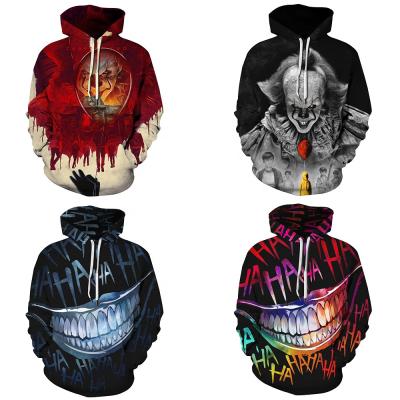 China Anti-wrinkle 3D Digital Printing Halloween Skull Clown Men's Halloween Hoodies for sale