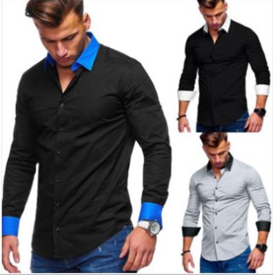 China Color Polyester Men's Casual Shirts Long Sleeves Anti-Shrink Shirts Striped Cotton Shirts for sale