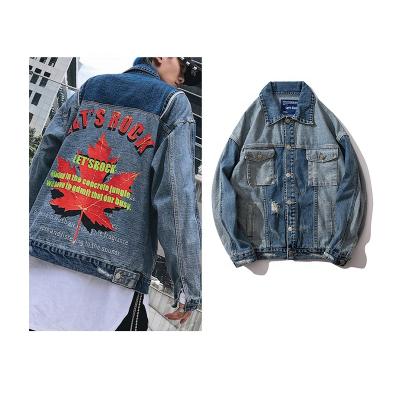 China China OEM Design Hip Hop Hole Denim QUICK DRY Jackets Men Print Jeans Coat Spring Autumn Cotton Jacket for sale