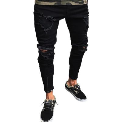 China Plus Size Slim Fit Jeans Stretch Zipper Destroyed Ripped Skinny Men's Ankle Denim Pencil Pants for sale