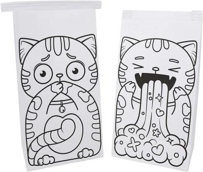 China Disposable Customized Cute Logo Cartoon Cat Motion sickness Vomiting Waterproof Paste Car Quick Open Waste Bag for sale