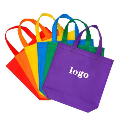 China Wholesale Reusable Eco-friendly Birthday Party Snacks Easter Gifts Rainbow Color With Non Woven Handle Bag Custom Logo for sale