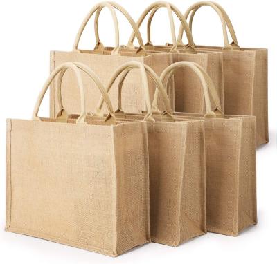 China Eco-Friendly Reusable Custom Logo Printing Eco-Friendly Natural Shopping Jute Foldable Reusable Cheap Grocery Gift Packaging Bags for sale