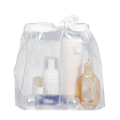 China Recyclable Pe Drawstring Pouch Bag Transparent Plastic Bag For Storaging Makeup Tool for sale