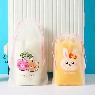 China Recyclable Custom Multifunctional Waterproof Moistureproof Packaging Storage Travel Logo Plastic Drawstring Bags Gift for sale