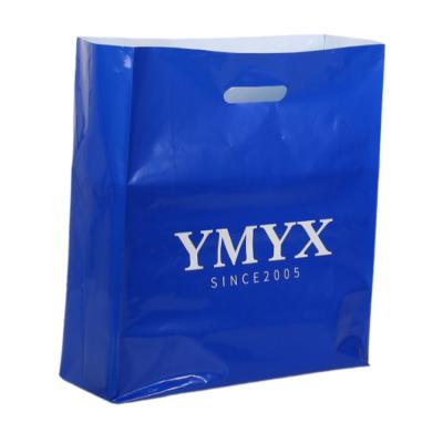 China PE Plastic Disposable Reusable Shopping Bags With Logo Die Cut Bag Carry Shopping Bags For Gift /Clothing for sale