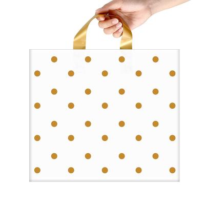 China Recyclable Hot Shop Merchandise Customer Office Party Gold Polka Dot Retail Shopping Plastic Extras Thicken Pe Bag for sale