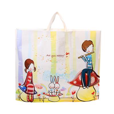 China Recyclable PE Clothing Bag Handle Handbag Customized Printed Plastic Shopping Bag for sale