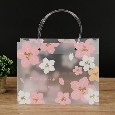 China Wholesale Disposable Festival Cherry Blossoms PP Flower Girl Shopping Apparel Gift Transparent Portable Plastic Bags for sale