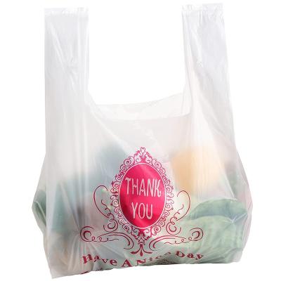 China Biodegradable Handled Logo Grocery Portable T-shirt Supermarket Customized Plastic Shopping Bags for sale