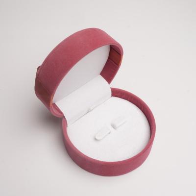 China Custom Logo Velvet Rose Red Color Velvet Jewelry Box Earrings Packaging Case Ring Gift Box Bowknot for sale