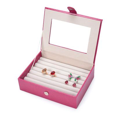 China Wholesale Leather Jewelry Packaging Display PU Jewelry Organizer Case Rings Earring Jewelry Display Tray for sale