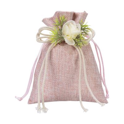 China Pretty Flower Girl Display Jewelry Gift Pouch Pink Jewellry Packaging Canvas Bags for sale