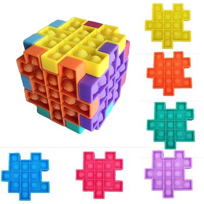 China 2021 new funny educational toy rainbow silicone push his bubble autism stress package fidgety person cube popping toys for sale