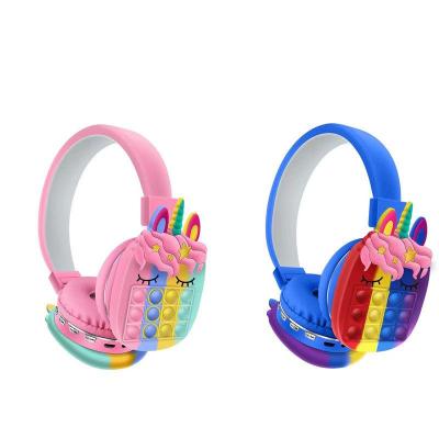 China 2022 New Funny Educational Toy Design Unicorn Headset Silicone Poppings Its Push Bubble fidgety person Wireless Headphones For Woman Kids Adults Boys Men for sale