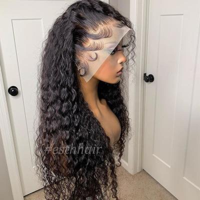 China Wholesale 40inch Water Wave Raw Virgin Cuticle Aligned Human Hair Lace Front Wig, Raw Cambodian Hair Full Lace Front Wigs For Black Women for sale