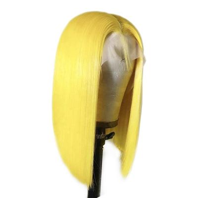 China Wholesale Peruvian Colored Blonde Lace Front Straight Human Hair Bob Wigs Human Hair Lace Front Straight Yellow Bob Wig for sale