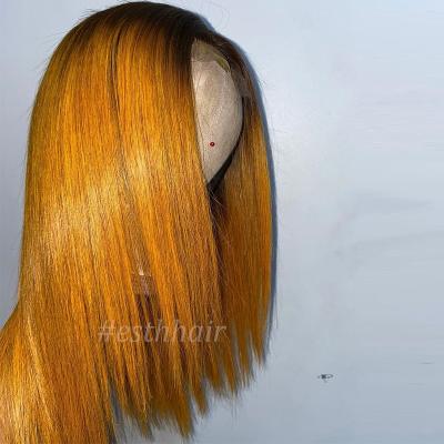 China Peruvian Straight Hair Extensions Wigs Silky Straight Ombre Ginger Colored Lace Closure Wigs For Color Women Transparent Lace Hair Wigs for sale