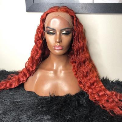 China Wholesale Orange Ginger Lace Front Wig Deep Wave Deep Wave Brazilian Virgin Hair Extensions Wigs For Color Women Long Lace Front Wigs for sale