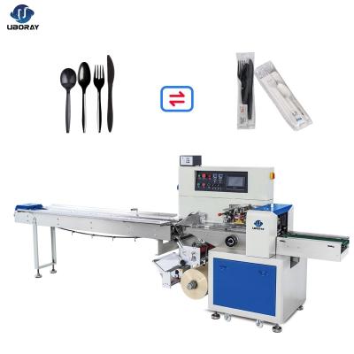 China Automatic Disposable Food Tableware Set Packing Machine For Chopsticks Napkin Spoon Packing Machine for sale