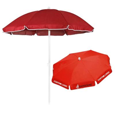 China CLASSIC High Quality Large Size 2M White Outdoor Beach Umbrella Patio Sun Shade Fishing Umbrella With Printed Logo for sale