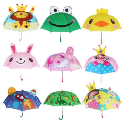 China Modern Manual Stick Open Straight Umbrella J Handle Custom Cheap Animals 3D Print Child Kids Cartoon Animal Umbrella for sale