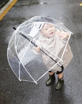 China The new luxury children's plastic transparent umbrella without the pattern printing and the printable logo. Kindergarten Round Head Umbrella for sale