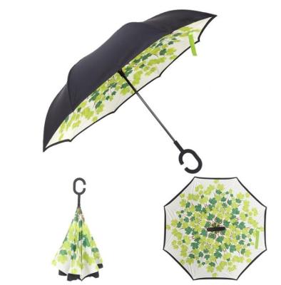 China American Style Accept Custom Logo And Color 8 Inch Panels Full Printing 23 Umbrella Manual Open Inverted Umbrella With C Shape Handle for sale