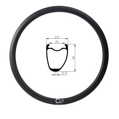 China Road Bikes Bike Road Carbon Rims 700C 40mm Depth 29mm Width Disc Brake Rim SY700-40-29T for sale