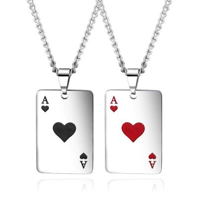 China 2021 TRENDY New Design Stainless Steel Jewelry Lucky A Poker Pendant Necklace For Men/Women for sale