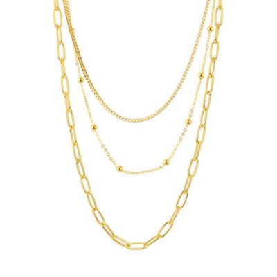 China TRENDY Clavicle Chain Personality Stainless Steel Jewelry Hip Hop Fashion Stats Multilayer Necklaces for sale