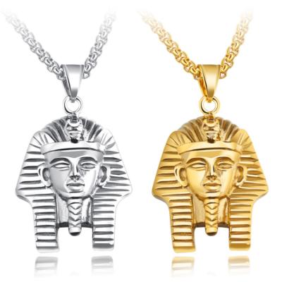 China New Design Fashion TRENDY Jewelry Personalized Gold Plated Stainless Steel Egyptian Pharaoh Key Pendant Necklaces For Men for sale