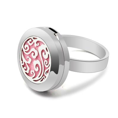 China CLASSIC Fashion Customize Stainless Steel 20mm Aromatherapy Essential Oil Diffuser Ring With Fragrance Pendant for sale