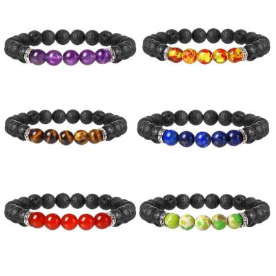 China Other Hot Selling Natural Lava Rock Stone Essential Oil Diffuser Bead Bracelet For Men for sale