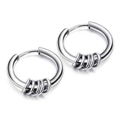 China Stylish Korean High Quality Punk Jewelry Stainless Steel Circle Hoop Earrings For Women/Men for sale