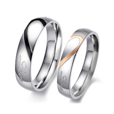 China Fashionable Wholesale High Quality Stainless Steel Heart Couple Ring Jewelry Gift For Lover for sale