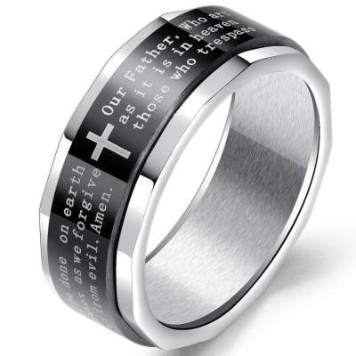 China New Vintage TRENDY style fashion jewelry worry stainless steel rotating cross ring for men for sale